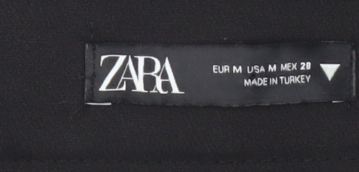 Zara Women Black M Straight Leg Business Trousers Cotton Blend
