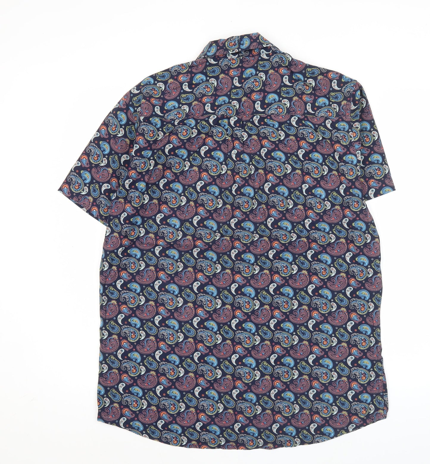 Soviet Men's Multicoloured Paisley Cotton Short Sleeve Shirt L