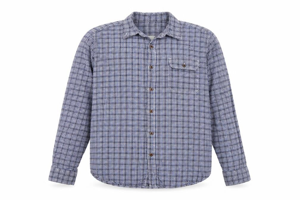 John Lewis Men’s Blue Check Cotton Twill Shirt L Long Sleeve Casual