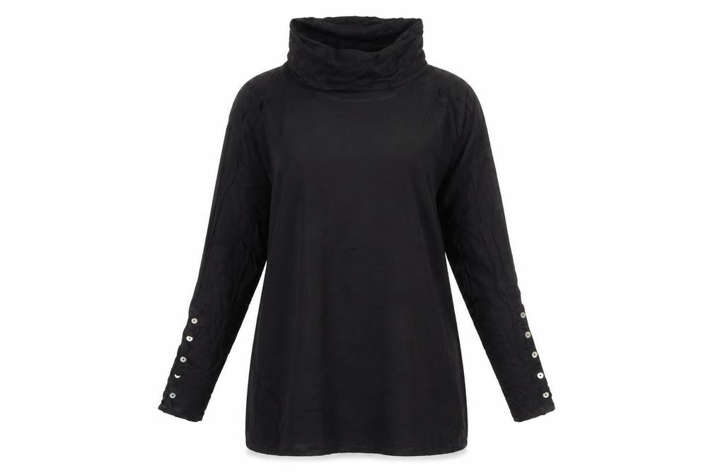 EDIT by Jeanne Beker Womens Black Roll Neck Tunic Blouse Size S