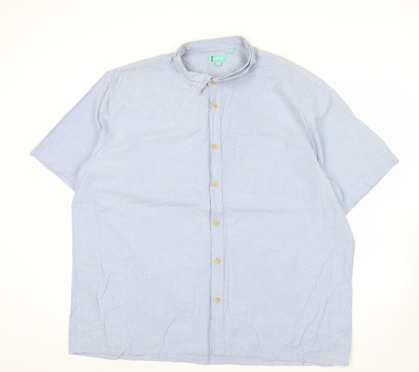 Southbay Men’s Blue Polka Dot Cotton Short Sleeve Button-Up Shirt XL