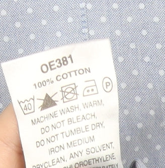 Southbay Men’s Blue Polka Dot Cotton Short Sleeve Button-Up Shirt XL