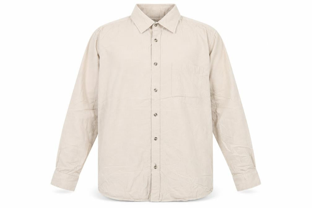 Marks and Spencer Mens Beige 17in Chest 43 Long Sleeve Cotton Shirt