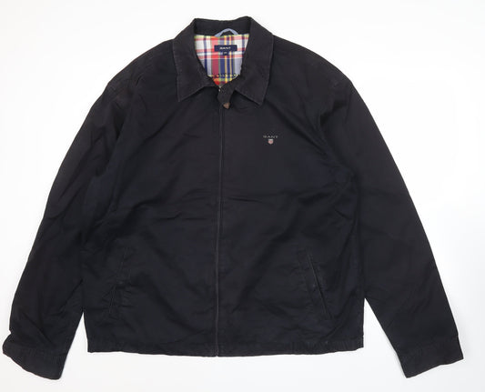 Gant Men’s Black 3XL Cotton Collared Zip Jacket Casual