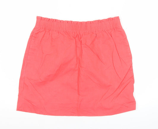 J.Crew Womens Pink Linen Cotton Elastic Waist Skirt Size 12