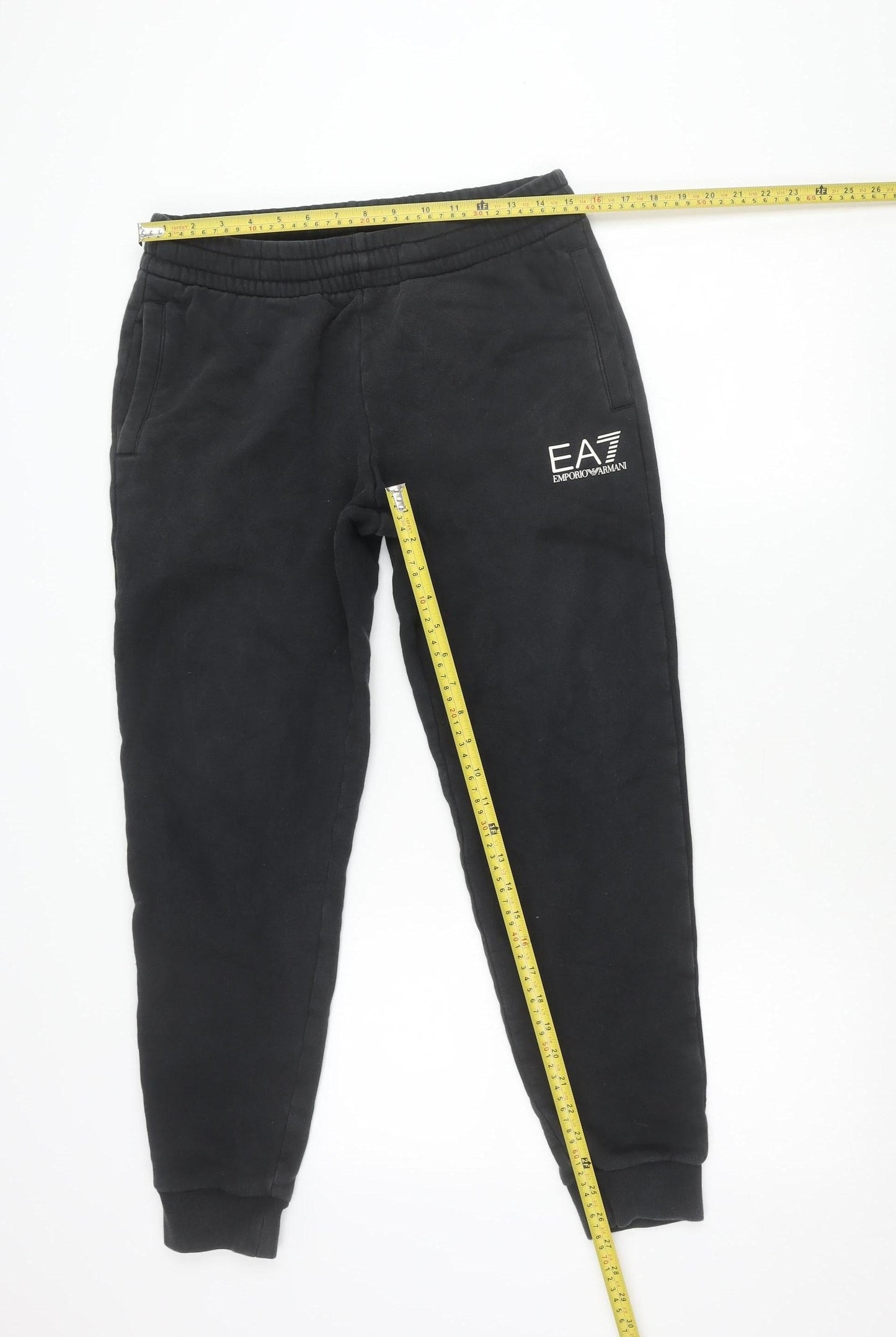 Emporio Armani EA7 Womens Black Jogger Trousers M Cotton Logo