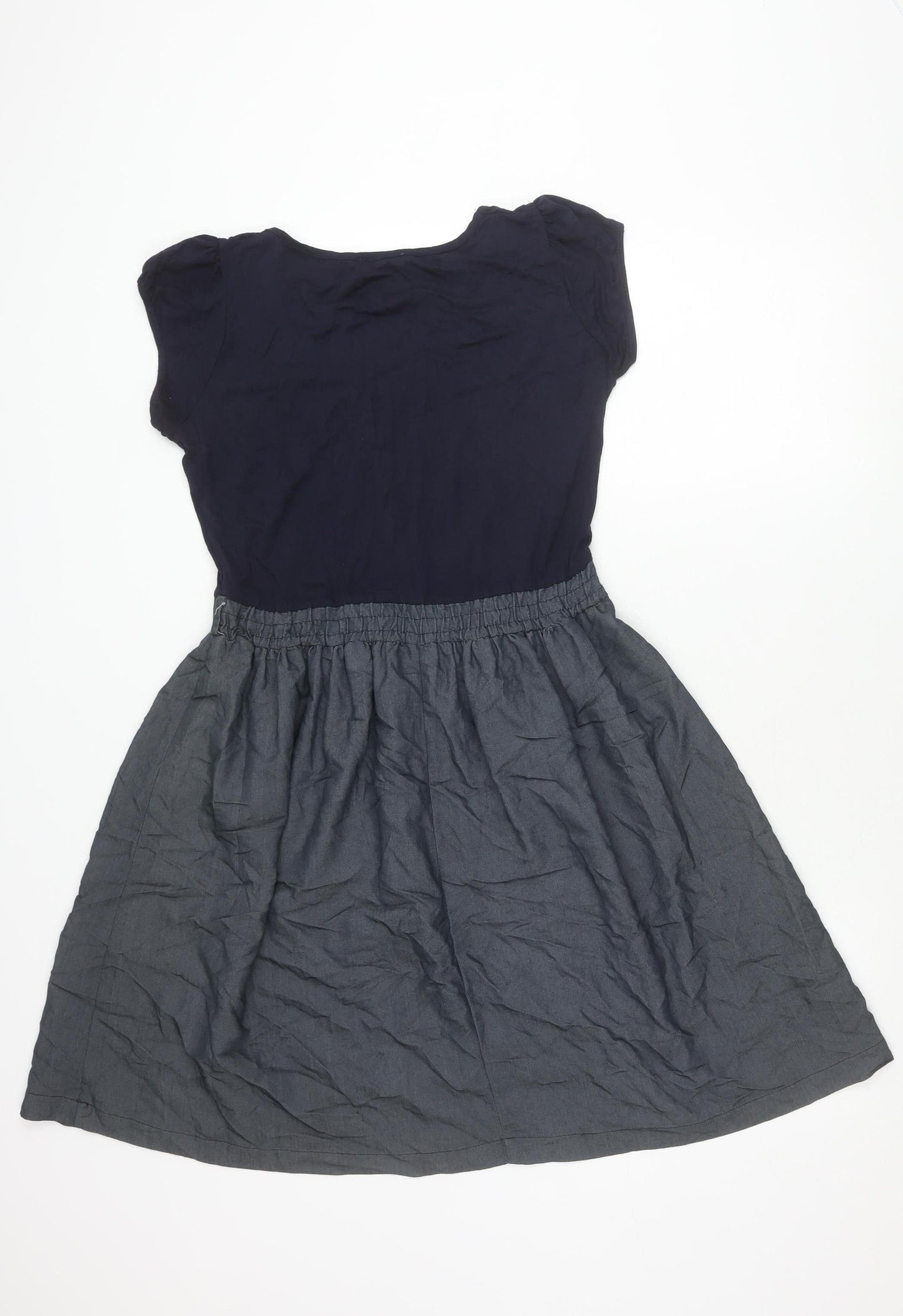 Promod Women’s Blue Grey Fit & Flare Knee Length Dress Size 10