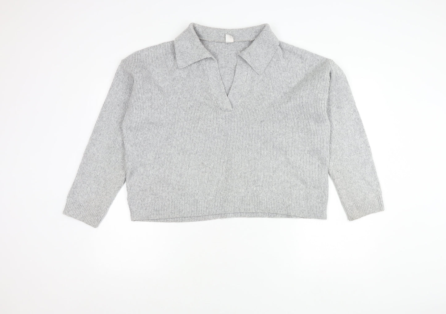 Gilly Hicks Women’s Grey Collared Knit Pullover Jumper Size L
