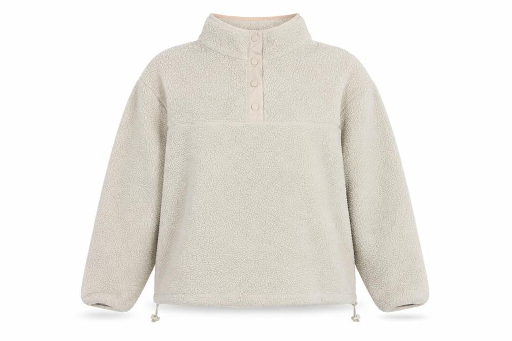 Primark Women Beige Henley Fleece Sweatshirt L 14-16 Casual Winter