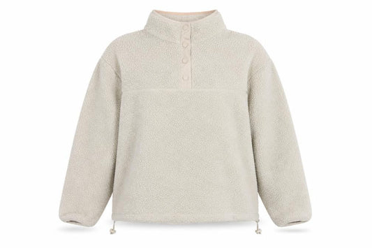 Primark Women Beige Henley Fleece Sweatshirt L 14-16 Casual Winter