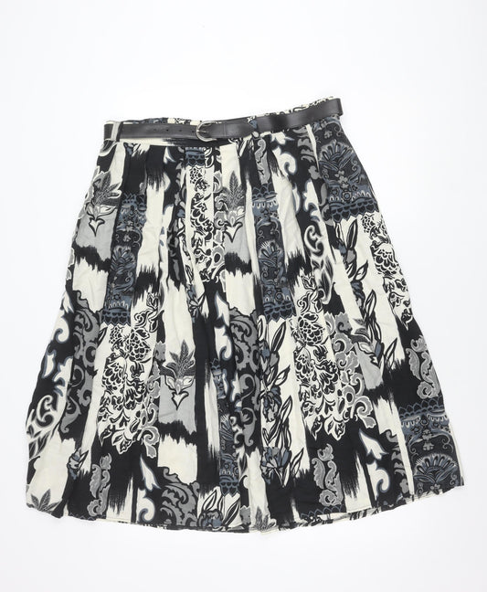 Marks and Spencer Women’s Black Grey Pleated Floral Skirt UK 20