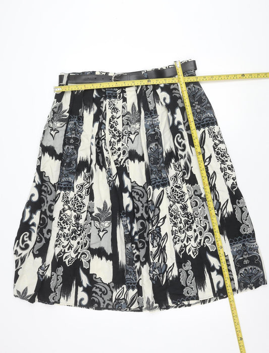 Marks and Spencer Women’s Black Grey Pleated Floral Skirt UK 20