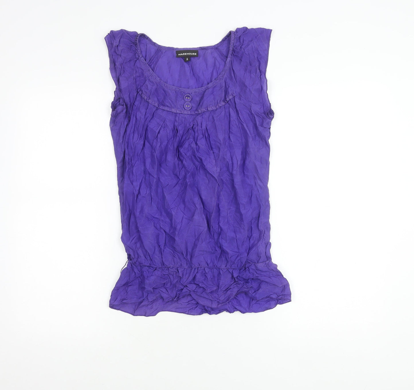 Warehouse Women’s Purple Silk Sleeveless Blouse Size 8 Scoop Neck