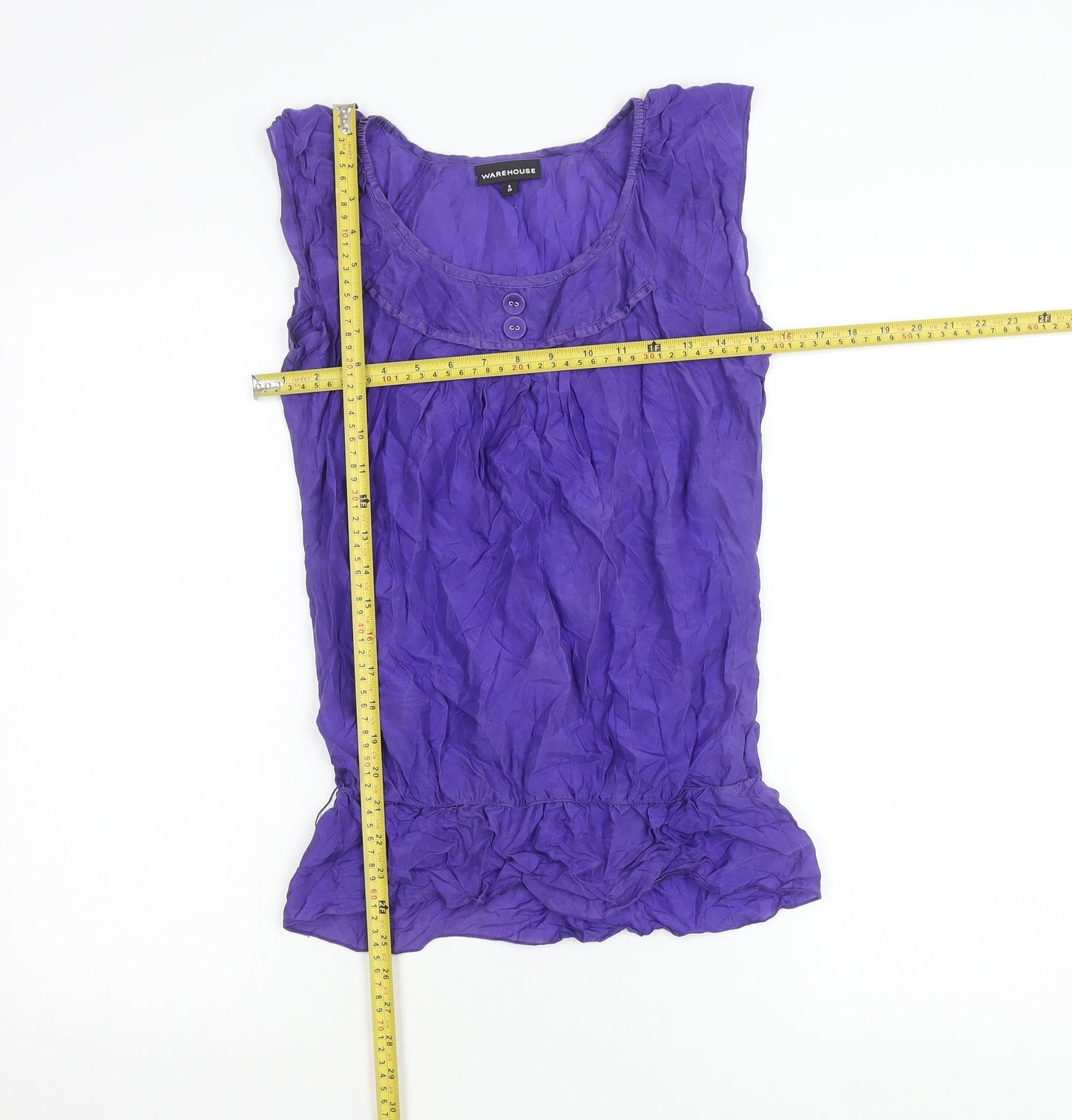 Warehouse Women’s Purple Silk Sleeveless Blouse Size 8 Scoop Neck