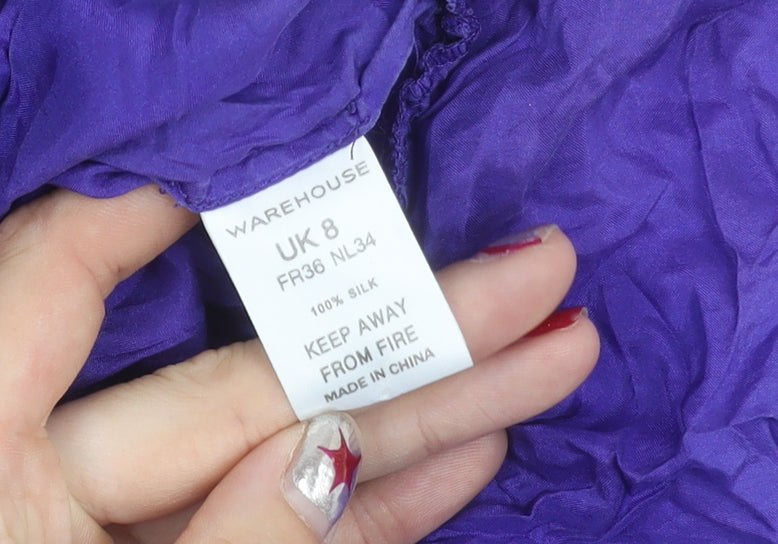 Warehouse Women’s Purple Silk Sleeveless Blouse Size 8 Scoop Neck