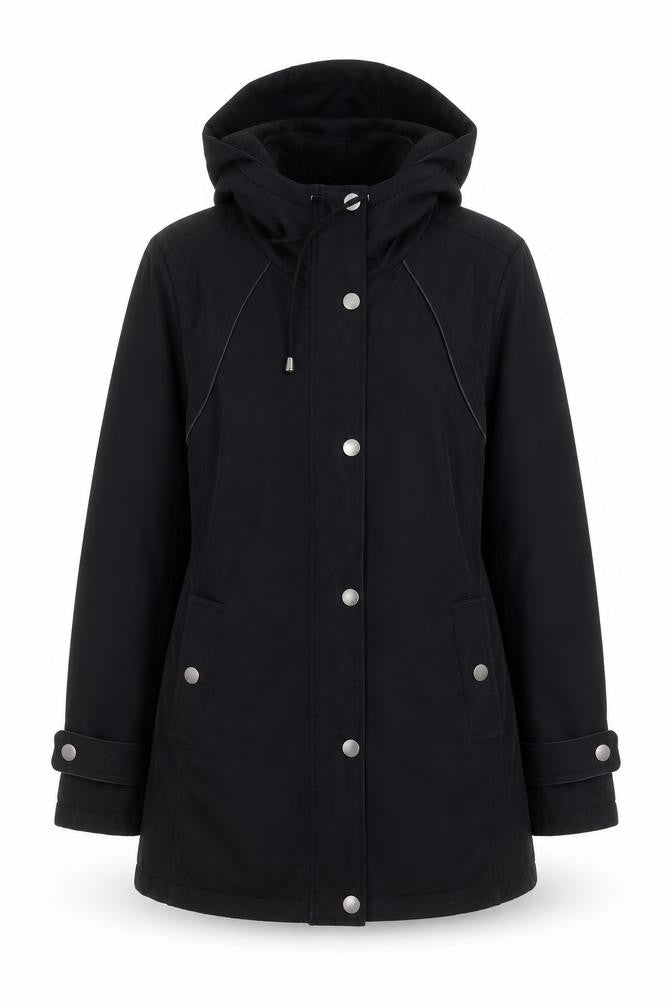 Sebby Collection Women’s Black L Hooded Parka Jacket Polyester