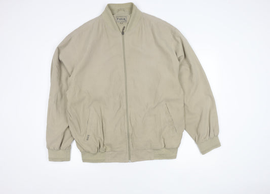 Farah Men’s Beige Bomber Jacket L Polyester Nylon Zip Casual