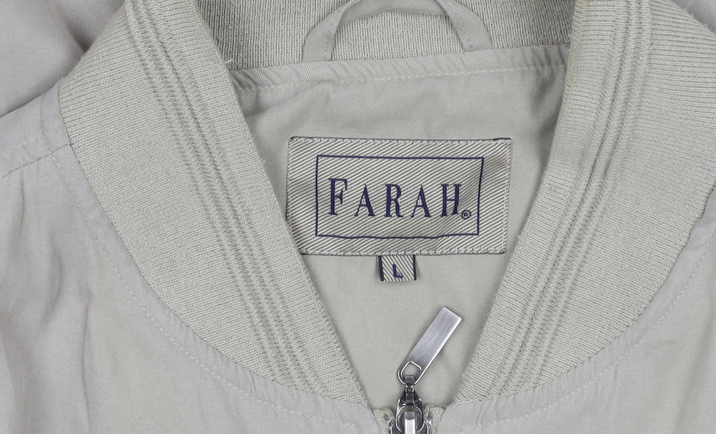 Farah Men’s Beige Bomber Jacket L Polyester Nylon Zip Casual