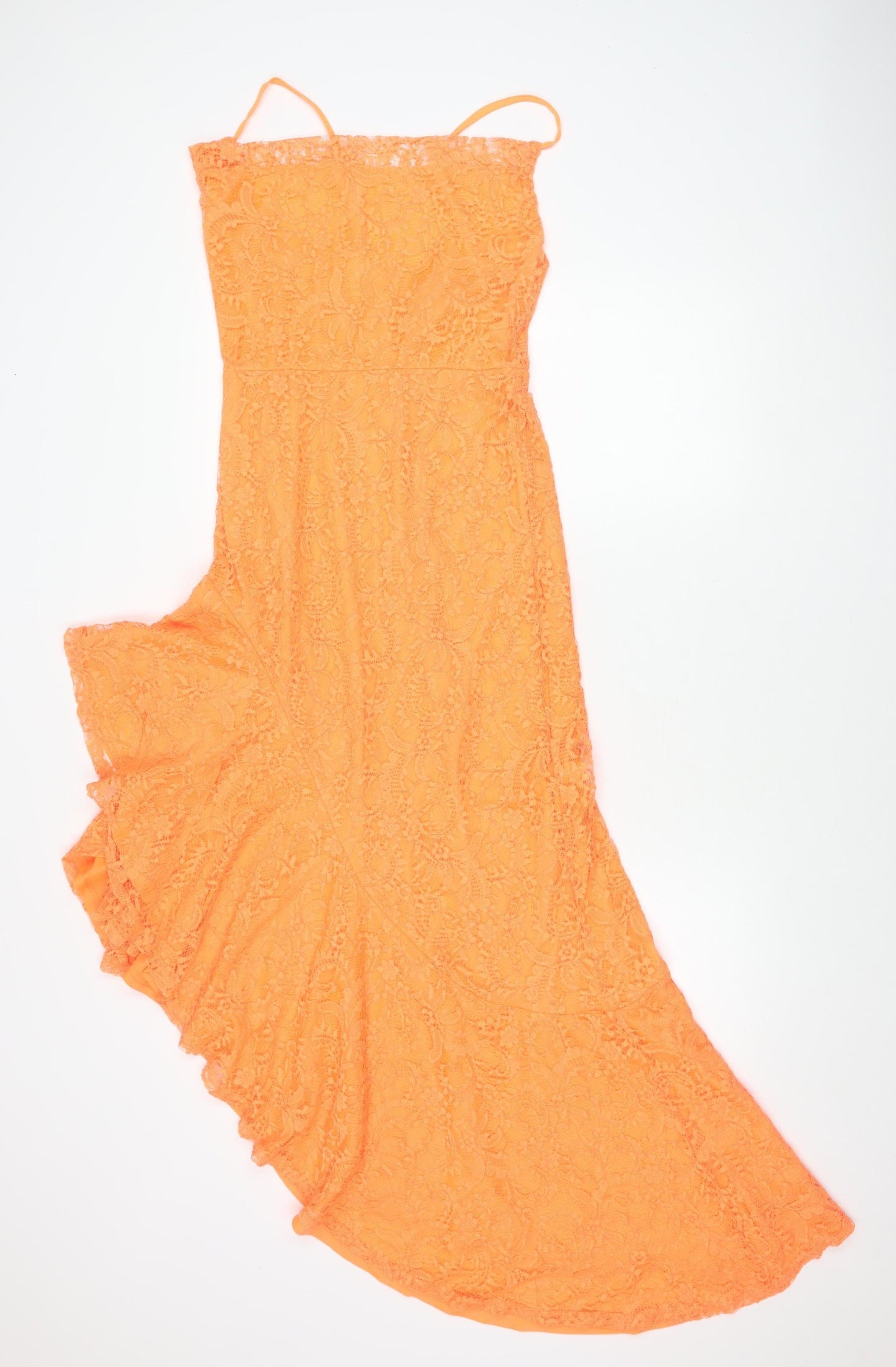 Boohoo Women’s Orange Lace One Shoulder Asymmetric Bodycon Dress Size 10