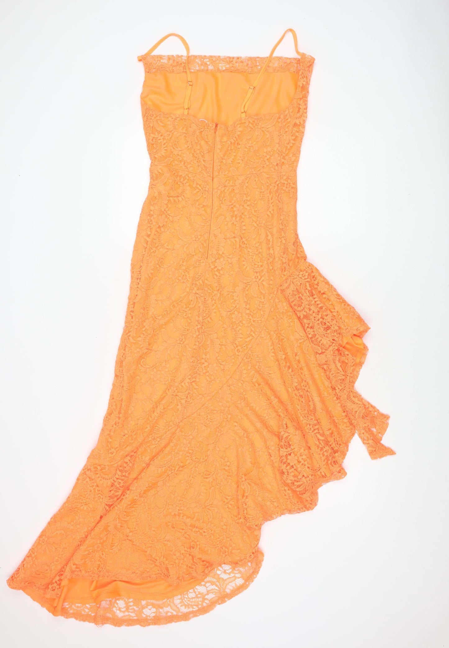 Boohoo Women’s Orange Lace One Shoulder Asymmetric Bodycon Dress Size 10