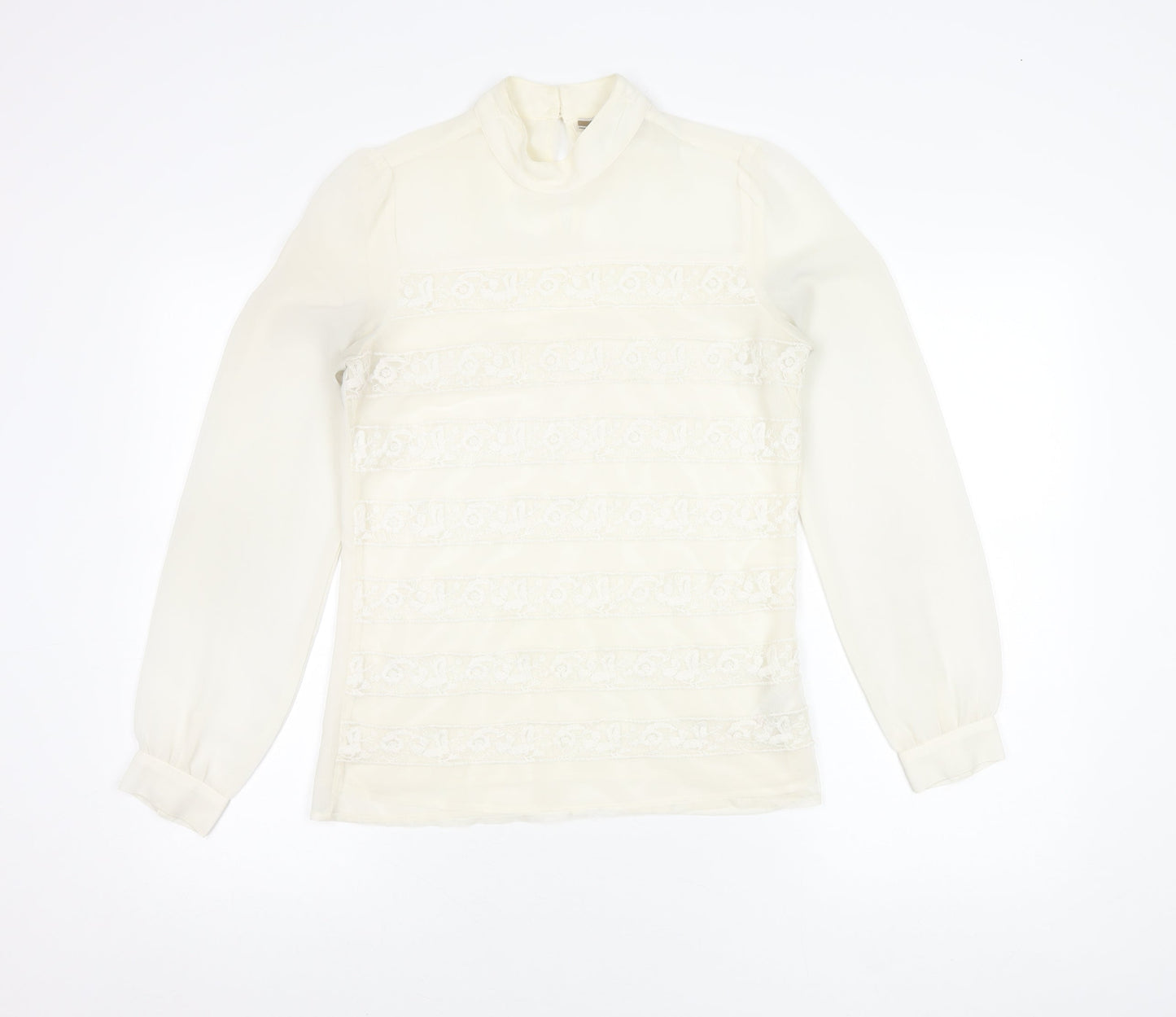Next Women’s Ivory Lace Mock Neck Long Sleeve Blouse Size 6