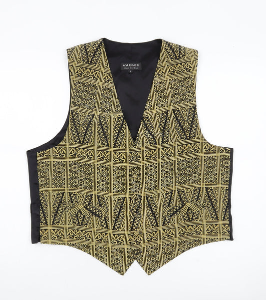 Jaeger Men’s Gold Black Waistcoat L Formal Geometric Vintage