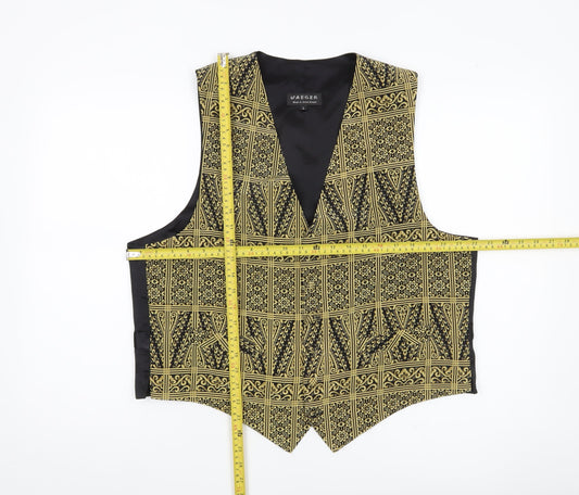 Jaeger Men’s Gold Black Waistcoat L Formal Geometric Vintage