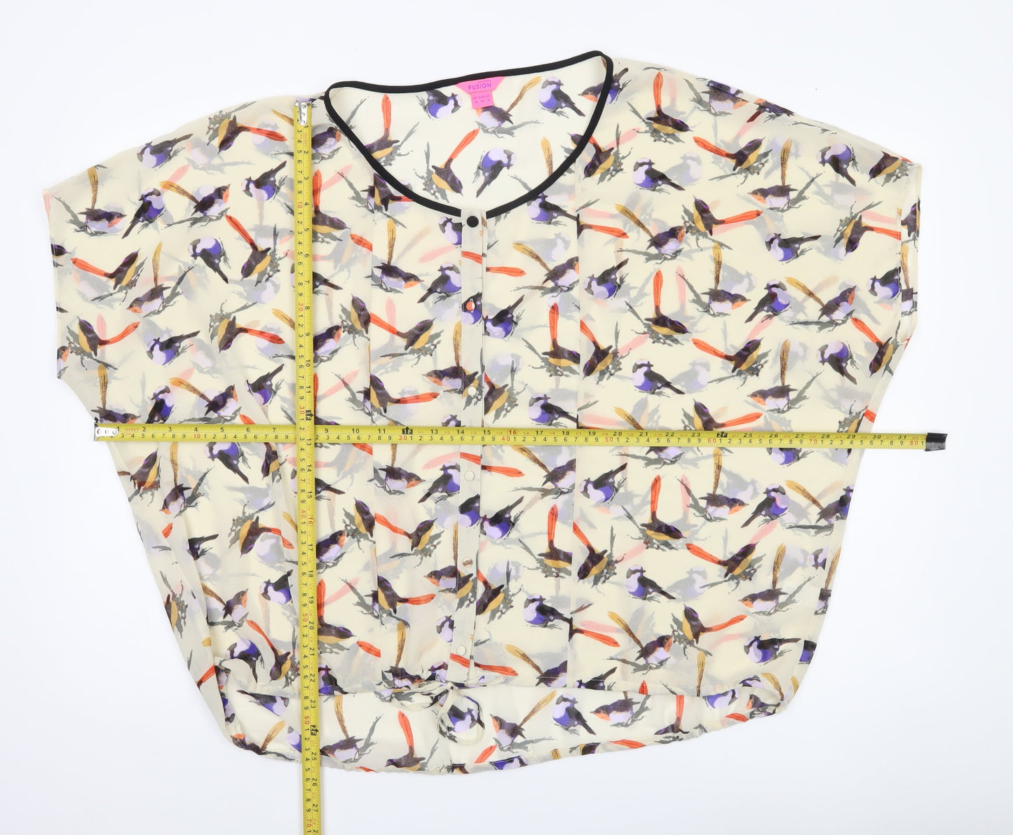 Monsoon Women’s Multicoloured Bird Print Chiffon Tunic Blouse Size 10