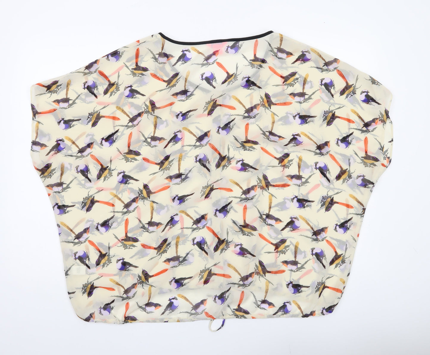 Monsoon Women’s Multicoloured Bird Print Chiffon Tunic Blouse Size 10