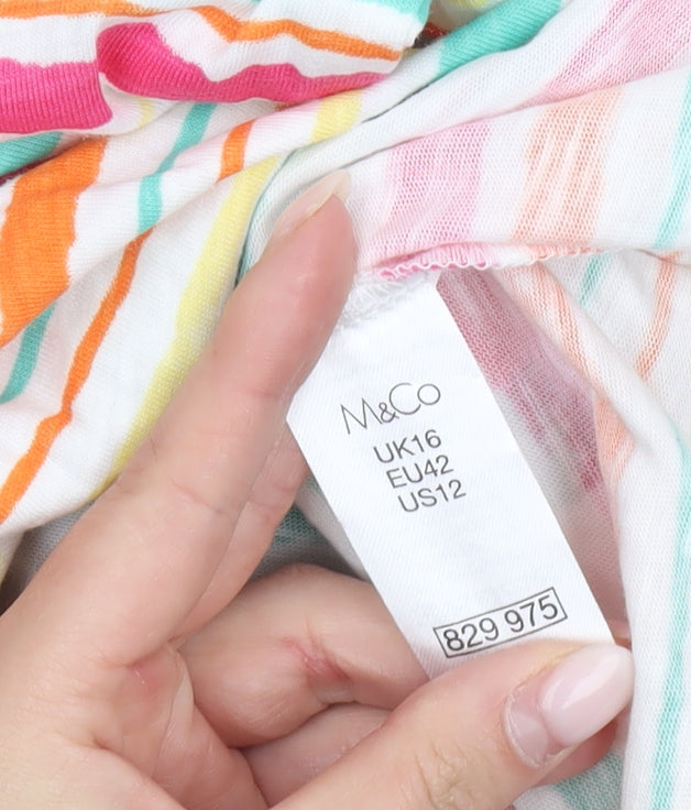 M&Co Women’s Multicoloured Striped Cotton T-Shirt UK16