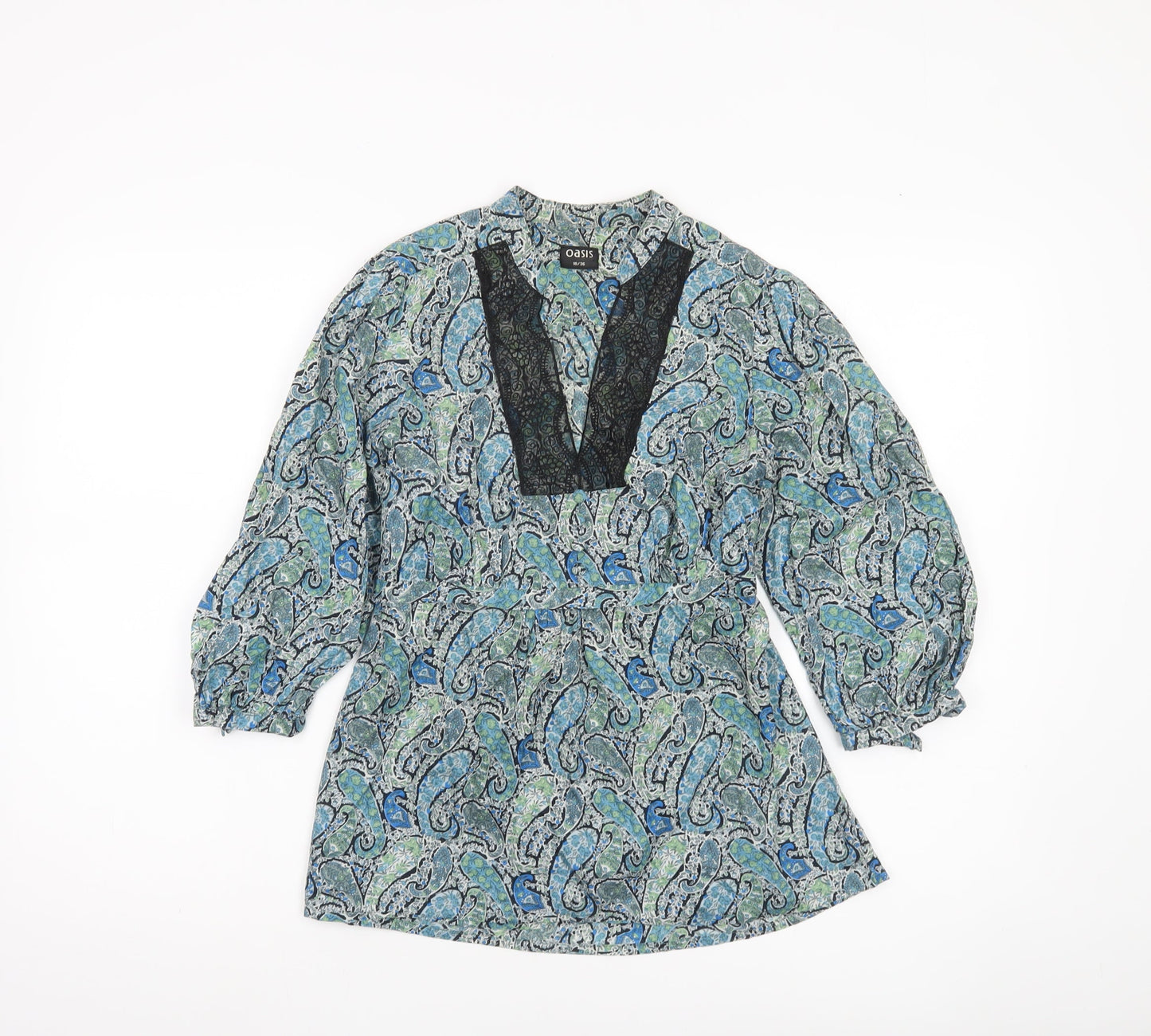 Oasis Women’s Multicoloured Paisley Cotton Tunic Blouse Size 10