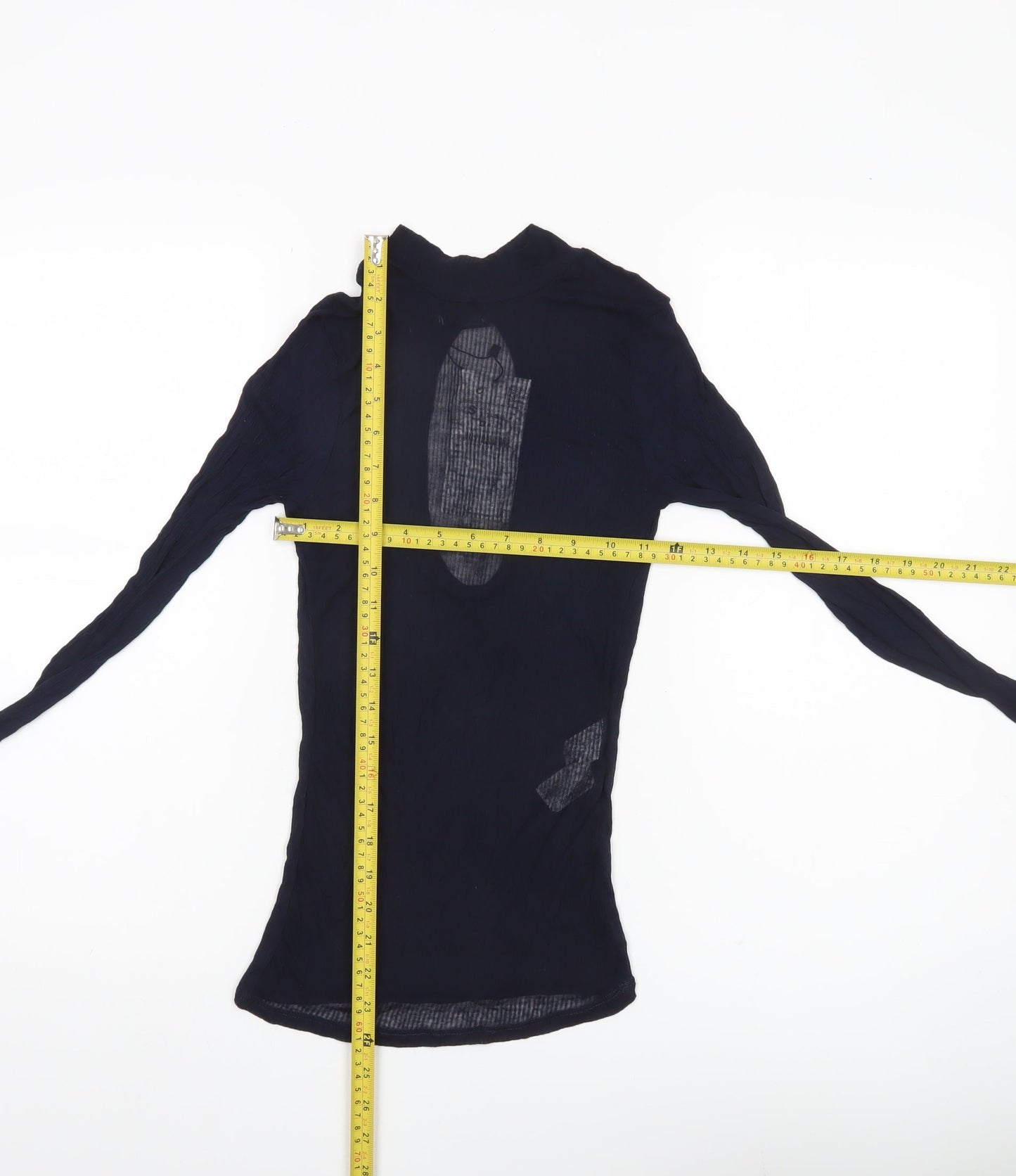 Zara Women’s Blue Sheer Modal Slim Fit Long Sleeve Blouse Size S