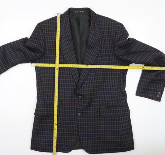 Brook Taverner Men's Multicoloured Wool Check Blazer Jacket 40in Chest L