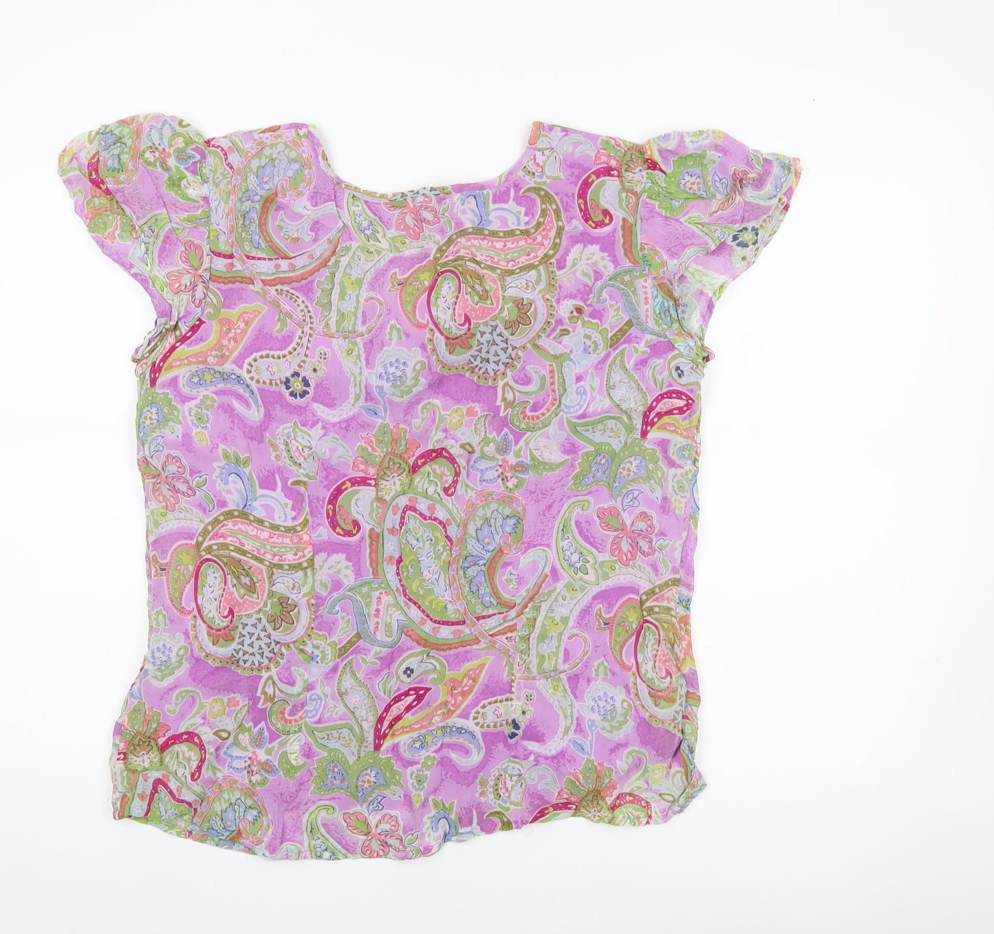 Pomodoro Womens Multicoloured Paisley Tunic Blouse Size 14 Short Sleeve