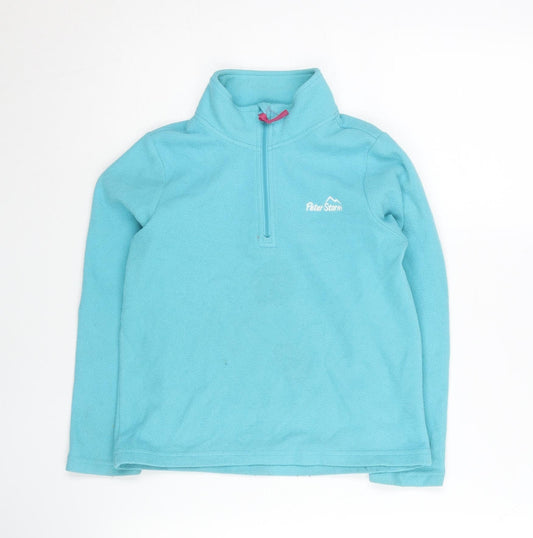 Peter Storm Girls Blue Fleece 1/2 Zip Sweatshirt 7-8 Years Outdoor Wear