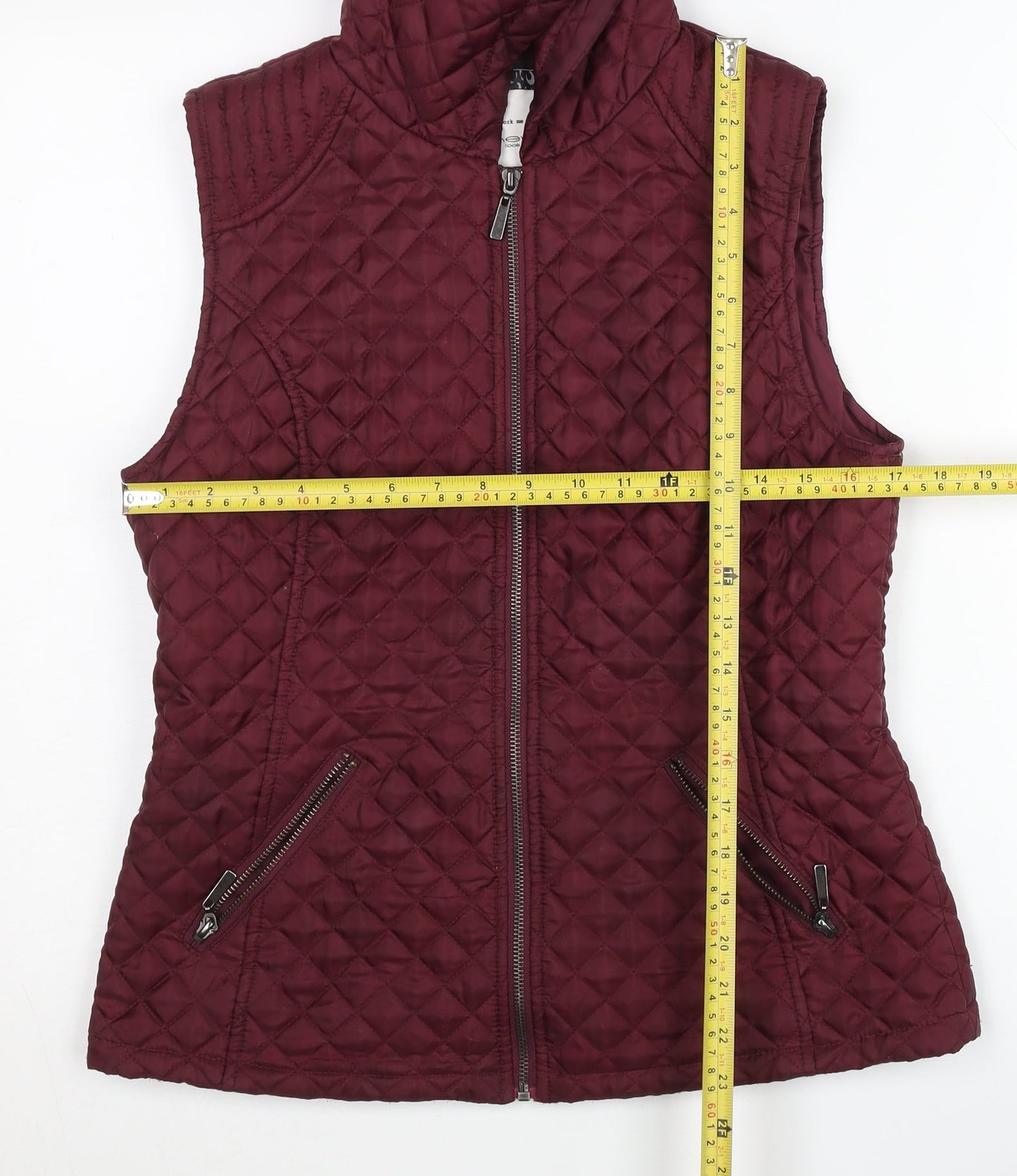 New Look Womens Red Quilted Hooded Waistcoat UK 12 Sleeveless