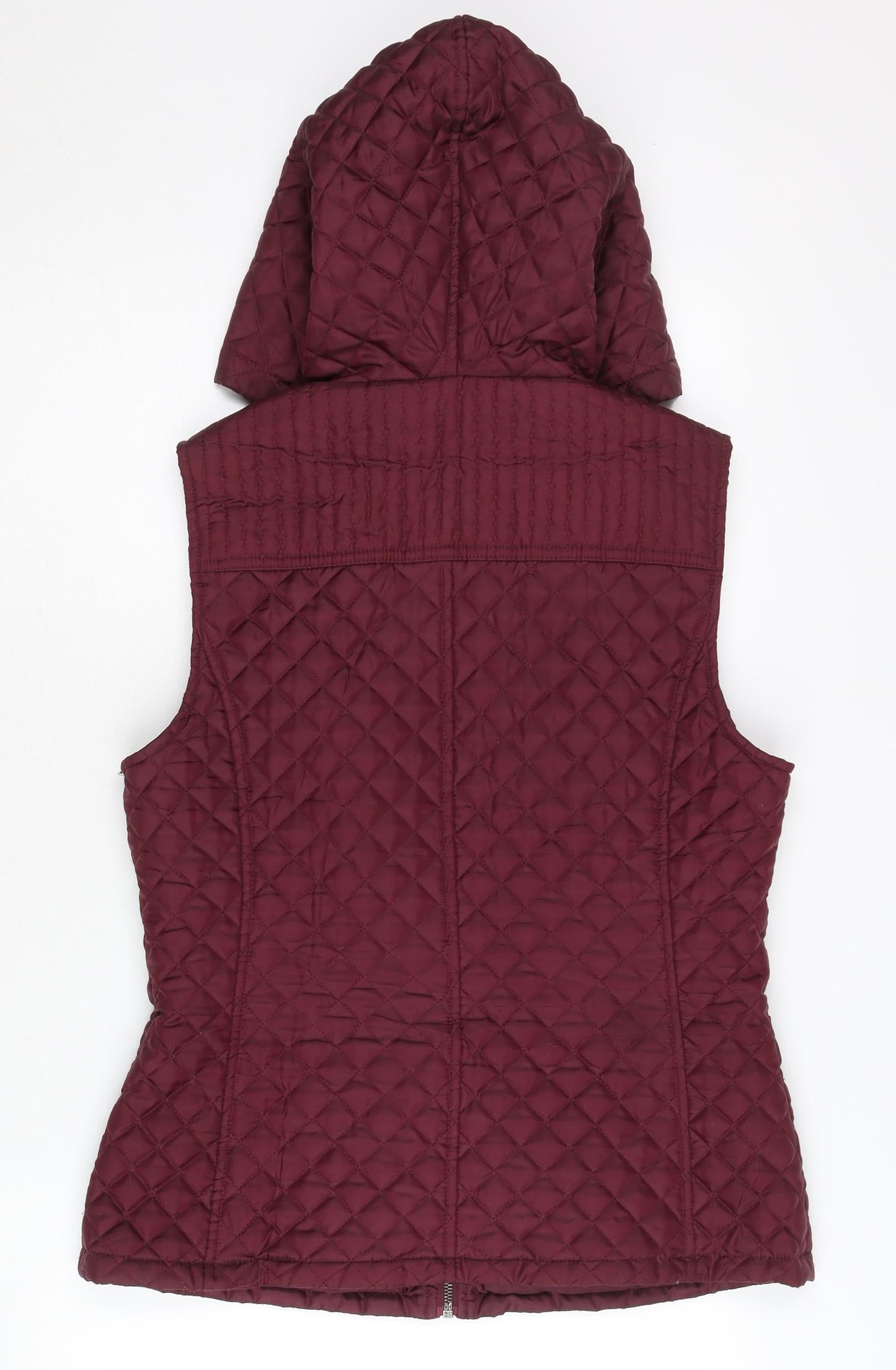 New Look Womens Red Quilted Hooded Waistcoat UK 12 Sleeveless