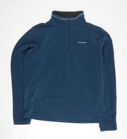 Craghoppers Mens Blue Fleece Sweatshirt L 1/4 Zip Outdoor Hiking Pullover