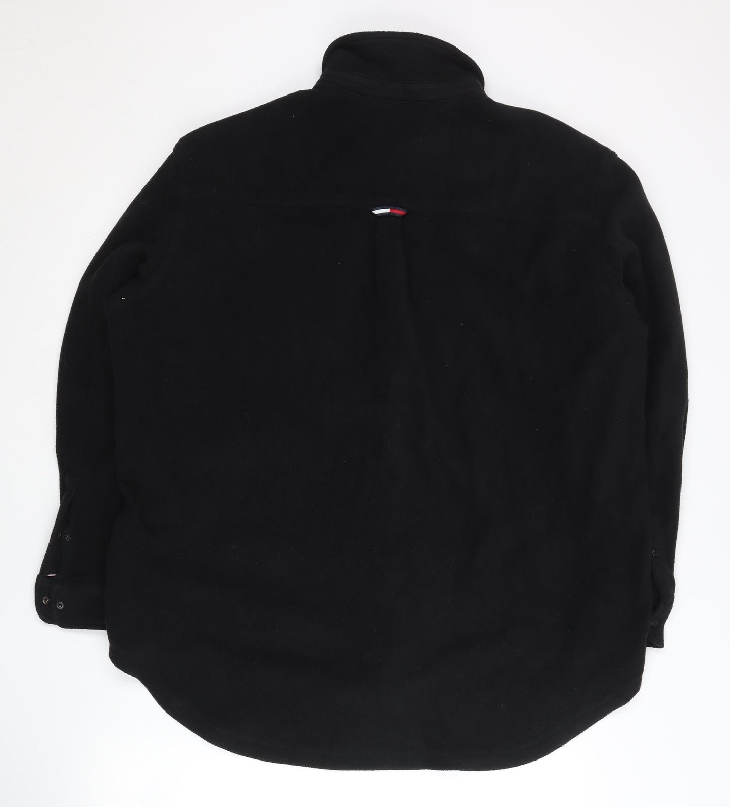 Tommy Jeans Mens Black Fleece Button-Up Shirt Size L Casual Winter