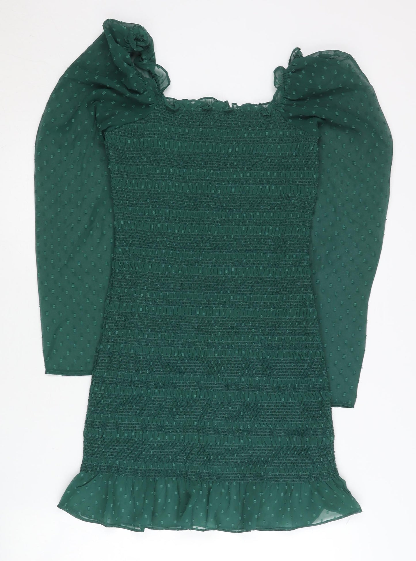 ASOS Women’s Green Size 8 Bodycon Puff Sleeve Short Dress