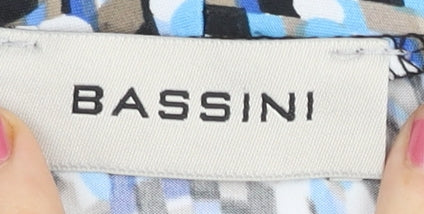 Bassini Women’s Blue Multicoloured Tunic Blouse Size 18 Scoop Neck