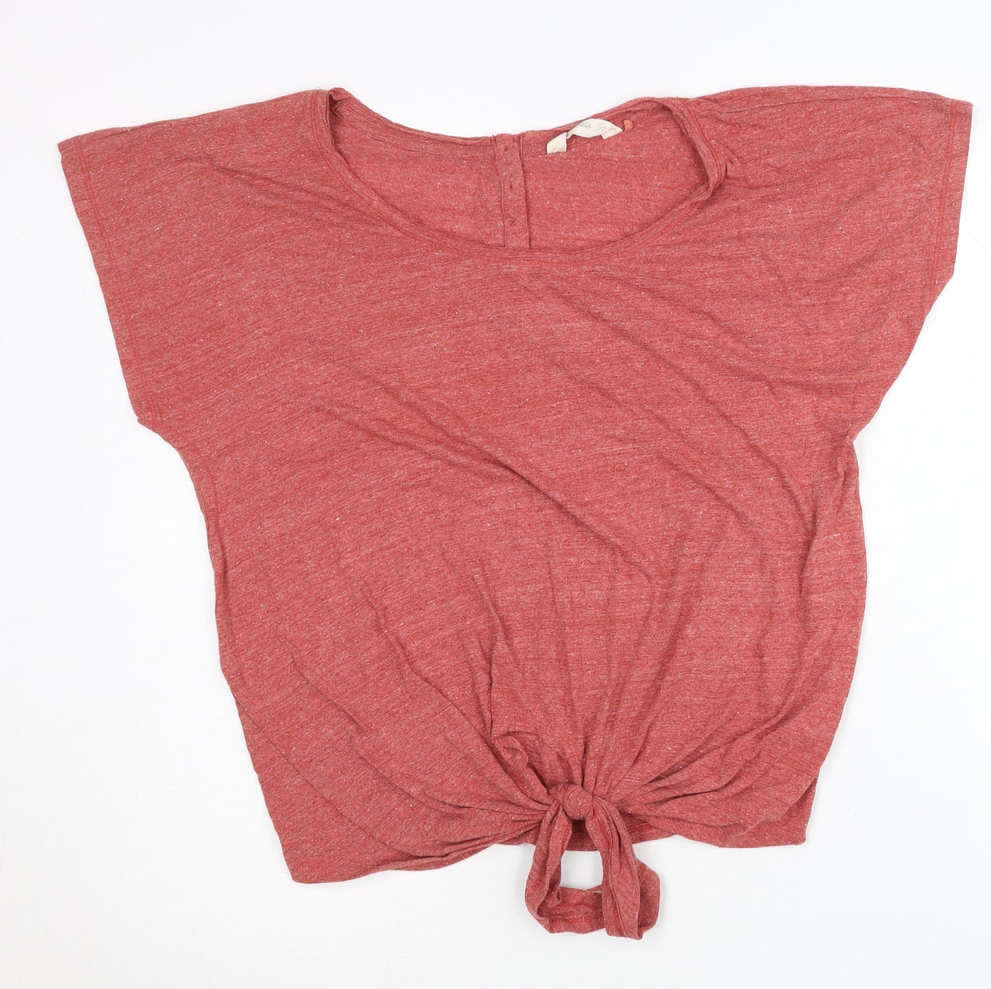 Fat Face Women Red Size 12 Cropped Tie Front T-Shirt