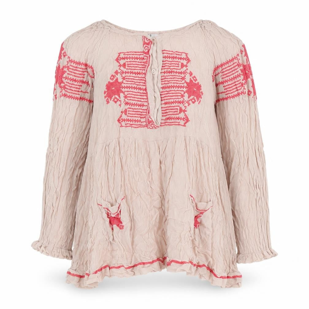 French Connection Womens Beige Embroidered Tunic Blouse UK 12