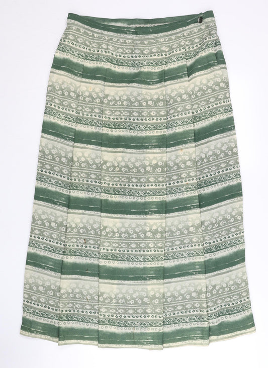 Viyella Women’s Green Size 14 A-Line Knee Length Lined Skirt