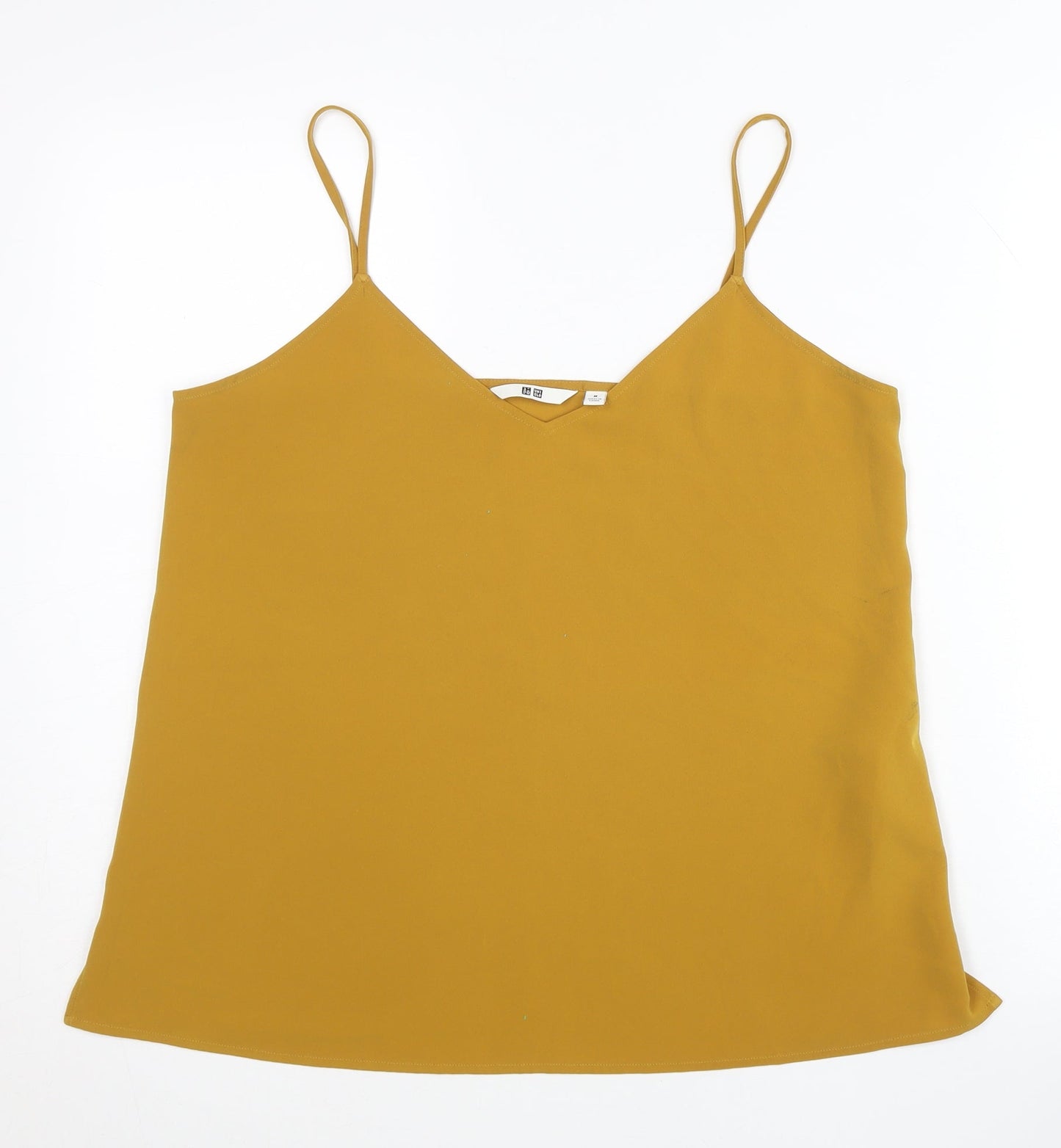 Uniqlo Women Yellow Camisole Tank Top Size M V-Neck Spaghetti Strap