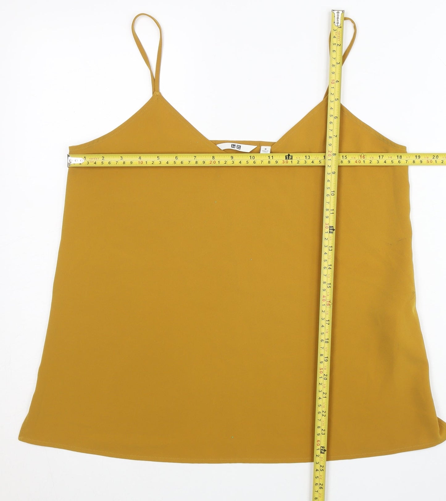 Uniqlo Women Yellow Camisole Tank Top Size M V-Neck Spaghetti Strap