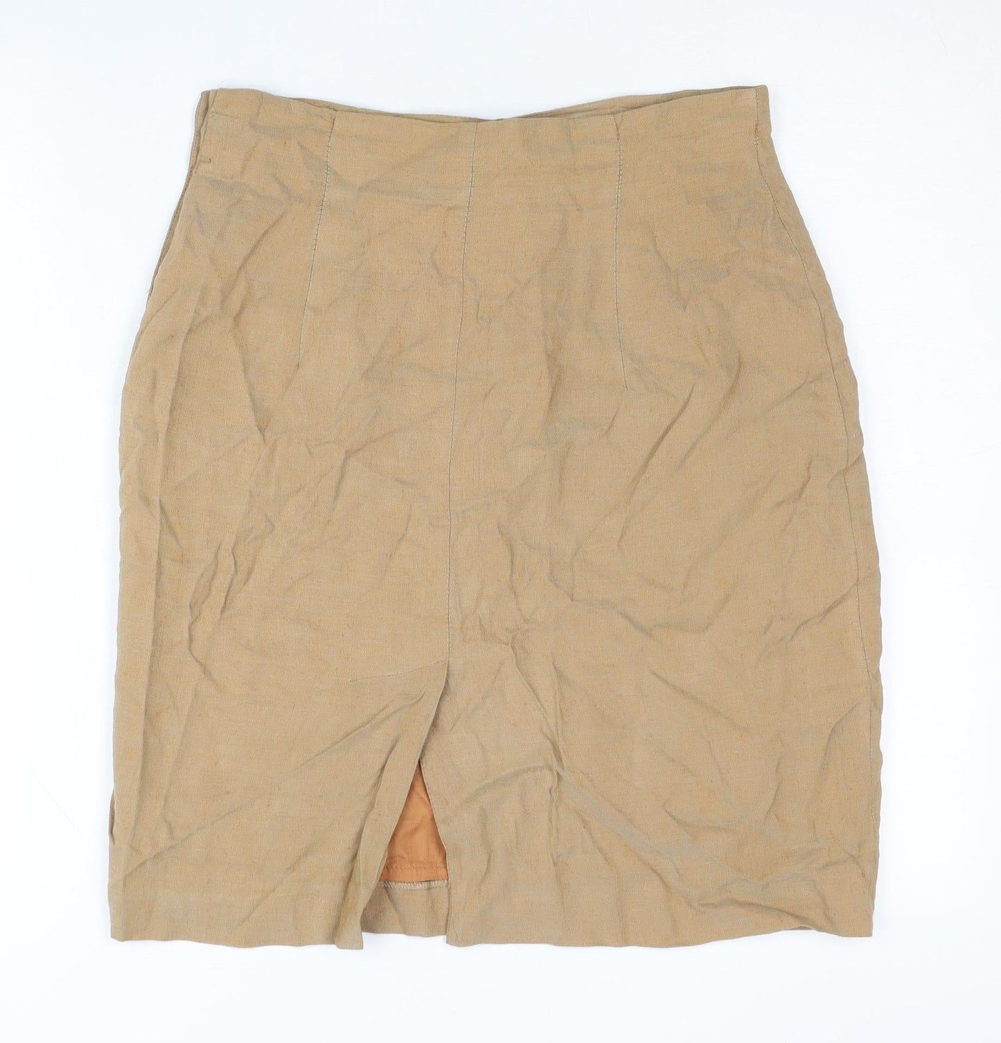 Wallis Womens Beige Linen Blend Pencil Skirt Size 12 Knee Length