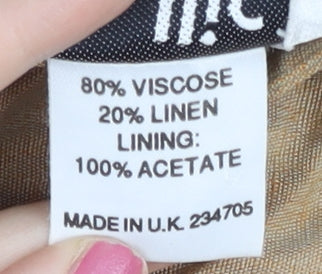 Wallis Womens Beige Linen Blend Pencil Skirt Size 12 Knee Length