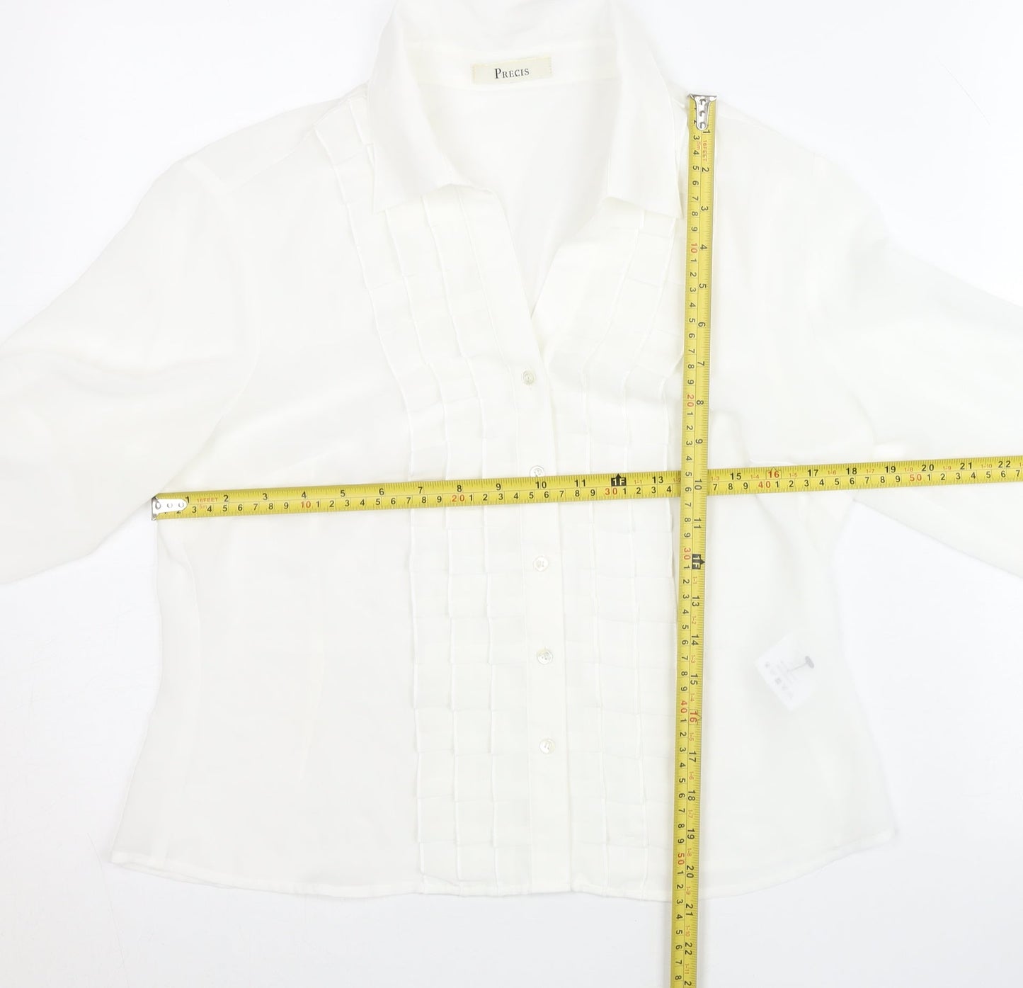 Precis Women White Blouse UK 12 Collared Long Sleeve Workwear