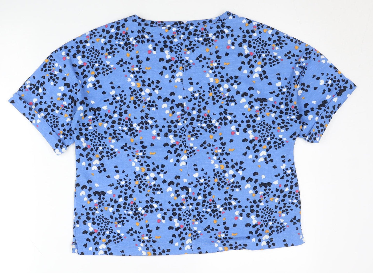 Marks and Spencer Womens Blue Animal Print Cropped T-Shirt Size 12